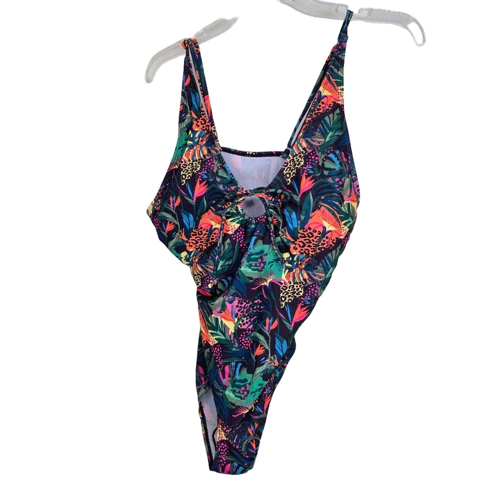 New‎ Floral Print Cut Out One Piece Swimsuit XL